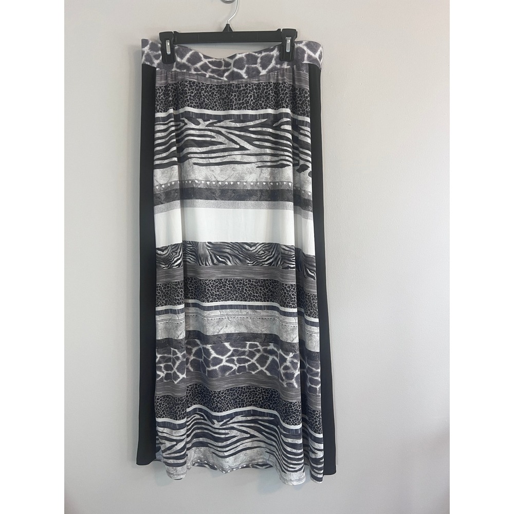 Cato J/M Sportswear Mixed Animal Print Maxi Skirt Grey Black White Large NWT